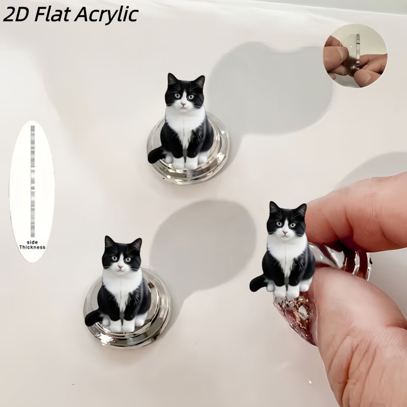 2pcs Black Cat Toilet Flush Button Decorative 2D Adhesive Sticker - Image 4