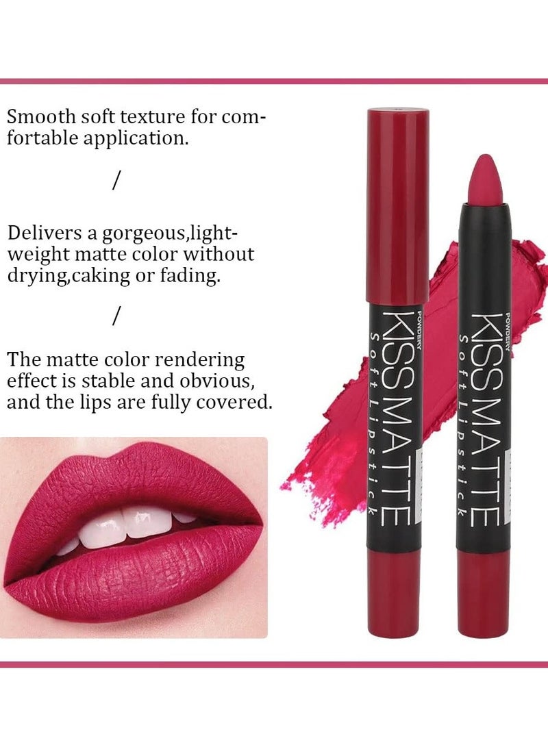 DNM 3Pcs Plum Purple Wine Red Matte Lip Sticks Crayon Lip Liner Lipstick Pencil Set for Women Long Lasting 24 Hour Waterproof Lip Liner and Lipstick Set mate 24 horas originales 02&12&14 - Image 5