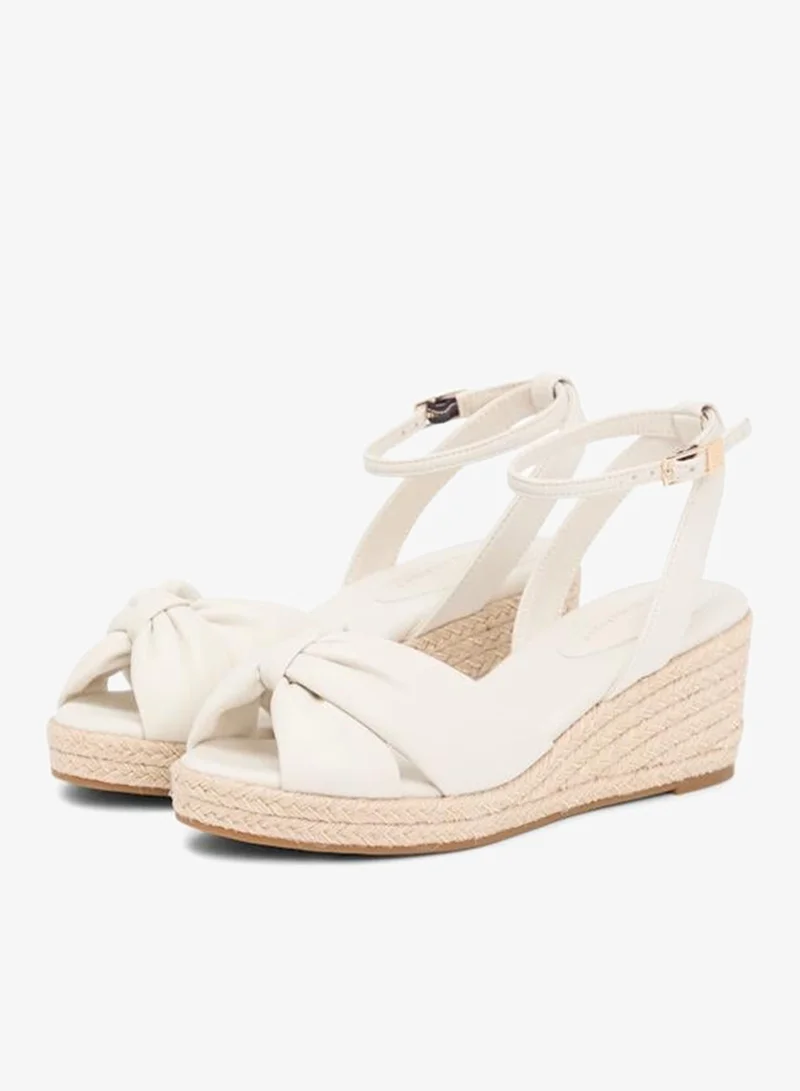 Tommy Hilfiger Soft Cream Casual Bow Mid Wedge Sandals for Women | Best Price UAE