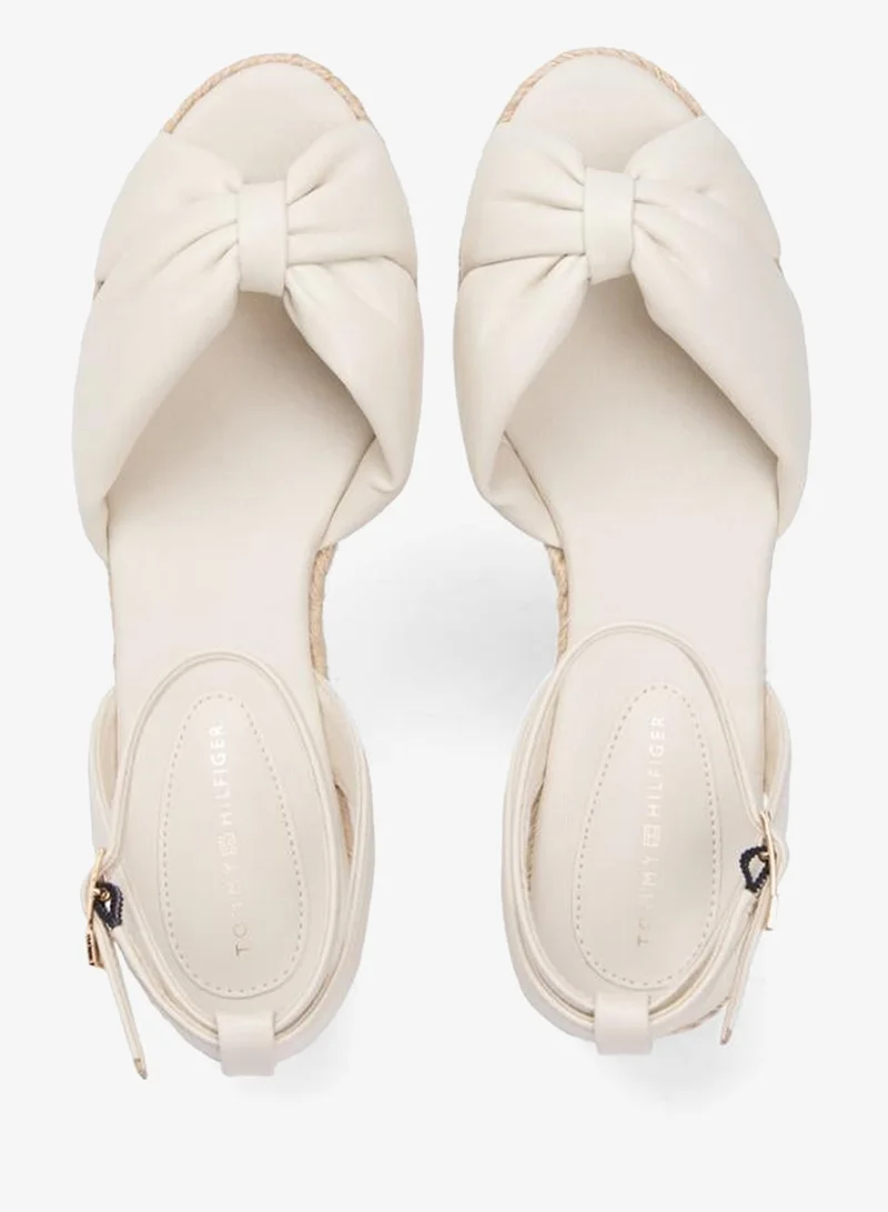 Tommy Hilfiger Soft Cream Casual Bow Mid Wedge Sandals for Women | Best Price UAE