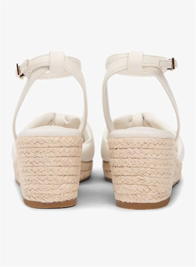Tommy Hilfiger Soft Cream Casual Bow Mid Wedge Sandals for Women | Best Price UAE