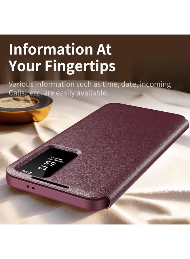 اس-توب جراب جلدي لهاتف Samsung Galaxy S25+ 5G مع نافذة عرض ذكية وفتحة بطاقة - Image 4