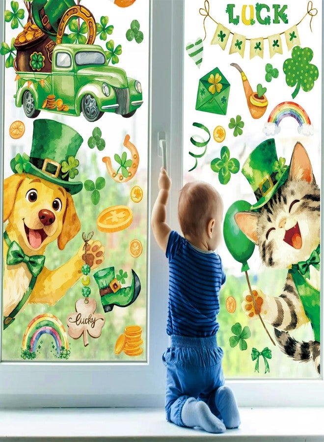 FCZon Star 90PCS St Patricks Day Window Clings,Reusable St Patricks Day Decorations,Double Sided Green Shamrock Window Clings,Irish Static Saint Patrick's Stickers for Glass,St Patrick’s Day Decor(9 Sheets) - Image 3