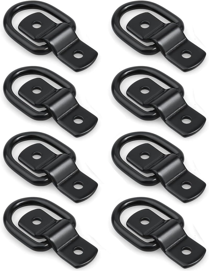 Greluma 8 PCS Heavy Duty Lashing Rank Black D-Ring Anchor Lashing Ring for Loads on Trailers, Trucks, RVs, Vans, ATVs, SUVs, Boats etc - Image 1