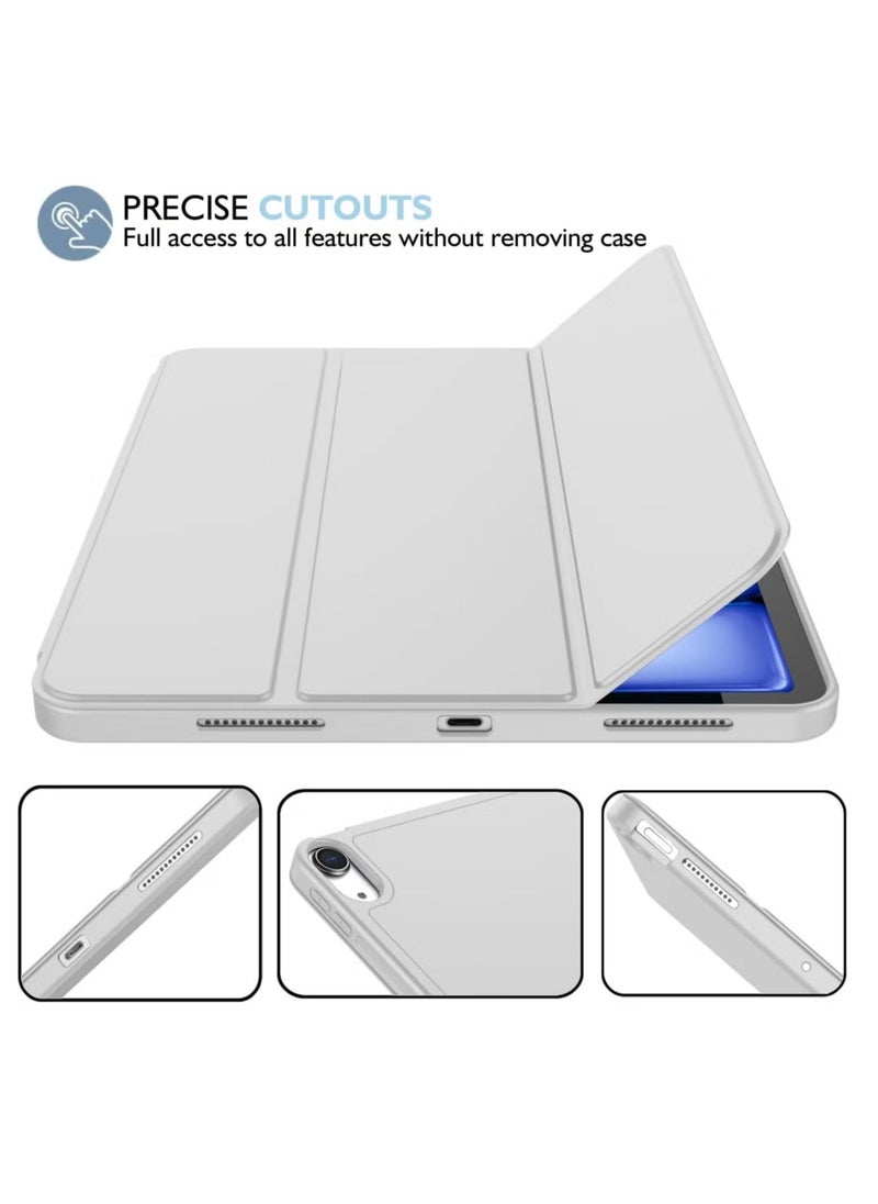 ELTRAZONE iPad Air 11 Inch Case M2 2024 – iPad Air 5th/4th Generation Case 2022/2020 10.9 Inch with Pencil Holder, Trifold Stand Smart Case – Silver Gray, Lightweight, Durable, and Premium Protection - Image 1