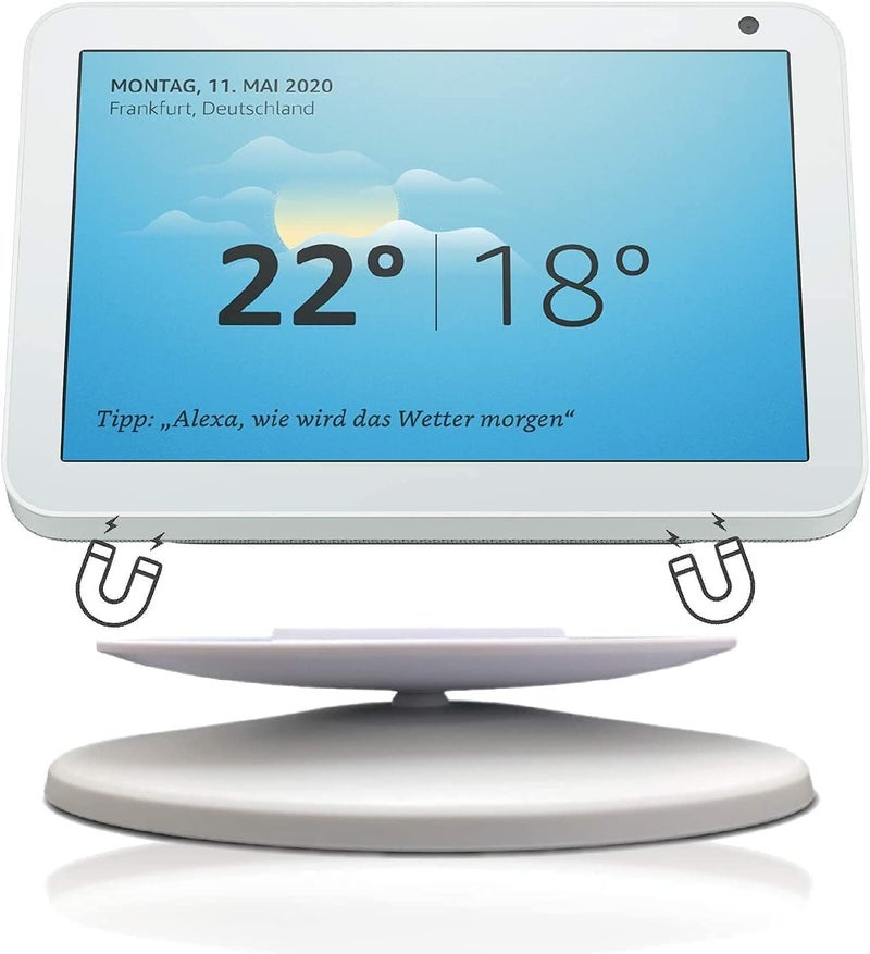 Sintron Smart Display Stand, for Echo Show 5 & 8 Adjustable Magnetic Stand Mount Compatible for Echo Show 5 & Echo Show 8 with 360 Degree Rotation Tilt Function and Anti-Slip Base (White) - Image 4