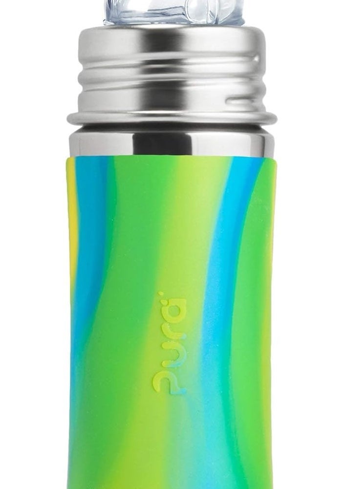 Pura Kiki Aqua Swirl Stainless Steel Sippy Cup - Image 1