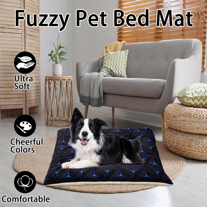HOSIMA Geometry Print Pet Bed Mat,Fuzzy Crate Pads for Dog Cages,Washable Soft Cozy Sleeping Mat,Plush Black Pad Suitable for Large Dog Bed,42L*32W Inch. - Image 3