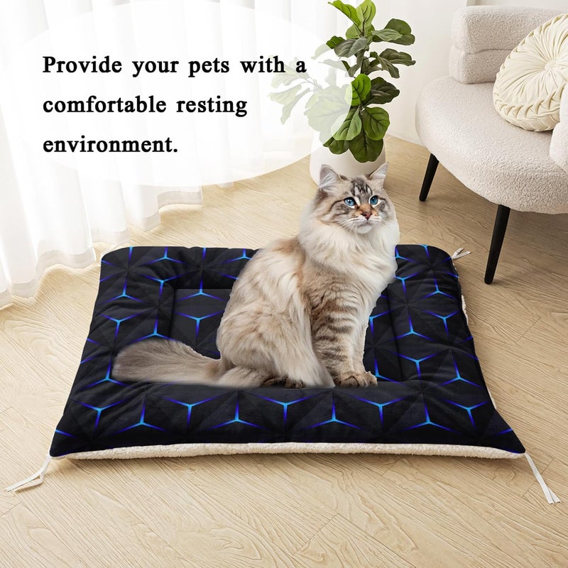 HOSIMA Geometry Print Pet Bed Mat,Fuzzy Crate Pads for Dog Cages,Washable Soft Cozy Sleeping Mat,Plush Black Pad Suitable for Large Dog Bed,42L*32W Inch. - Image 2