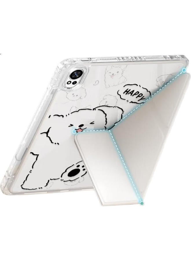 Shell Sister Suitable For Huawei Matepad Air 12 Protective Case 12-Inch Soft Light Version Anti-Bending Cute Cartoon Colorful Painting With Pen Slot Y-Type Three-Fold Simple Dog - Image 2