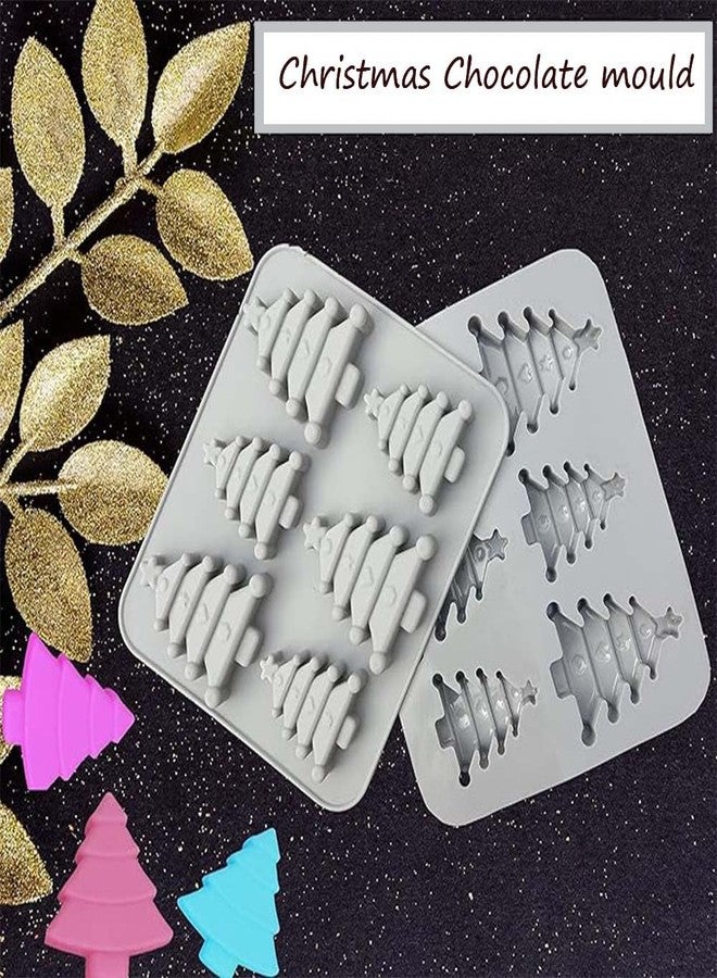 MoldBerry Christmas Themed Silicone Chocolate Mold 3PCS 12-Cavity Mix Shape Snow Man,Christmas Tree,Gift Box, Xmas Gift, Christmas Stocking, Candy Cane and Santa Head Shape Non-Stick Mold - Image 3