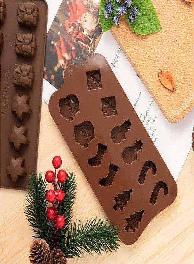 MoldBerry Christmas Themed Silicone Chocolate Mold 3PCS 12-Cavity Mix Shape Snow Man,Christmas Tree,Gift Box, Xmas Gift, Christmas Stocking, Candy Cane and Santa Head Shape Non-Stick Mold - Image 5