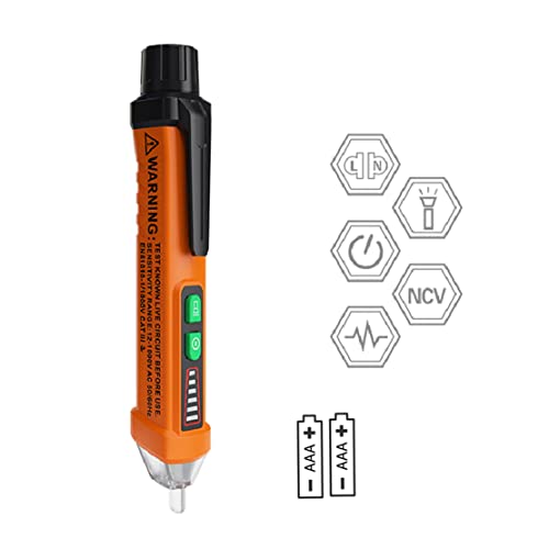 amiciSense Voltage Detector PEAKMETER PM8908C Non-Contact Voltage Tester 50-60Hz AC 12-1000V Pen Circuit Detector Electrical Tool with Work Light and 2 AAA Batteries - Image 1