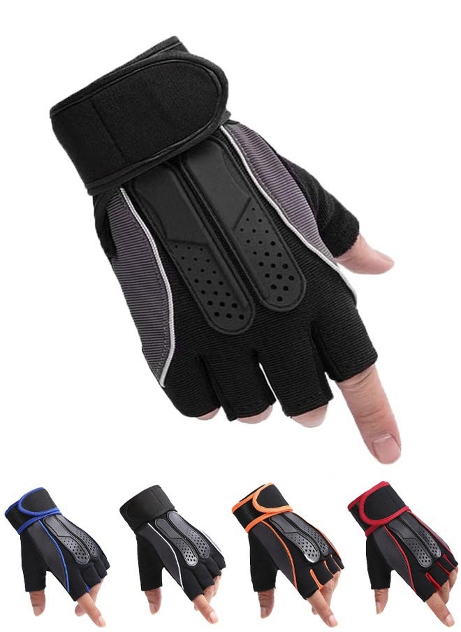 Generic Weightlifting Gloves, Available For Both Men And Women, Non-Slip Silicone And Wrist Support With Adjustable Velcro Straps, Suitable For Fitness Training Weightlifting, Cycling  - Image 1