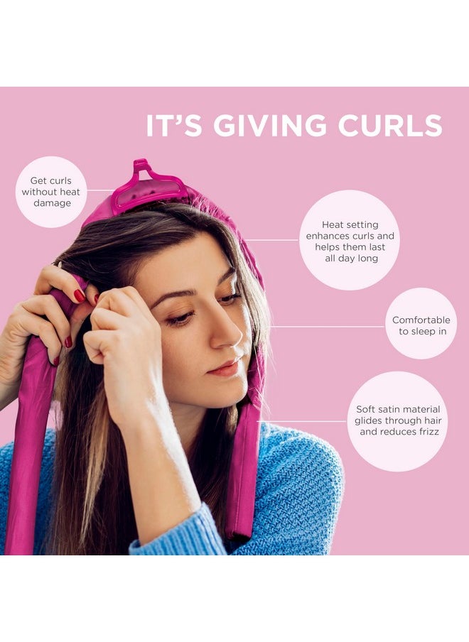 CONAIR Conair 2-in-1 Heat & Heatless Hair Curler - Heat/Heatless Curling Set Includes Satin Curling Ribbon, Claw Clip, 2 Scrunchies, USB Cord, and Satin Pouch  - Image 2