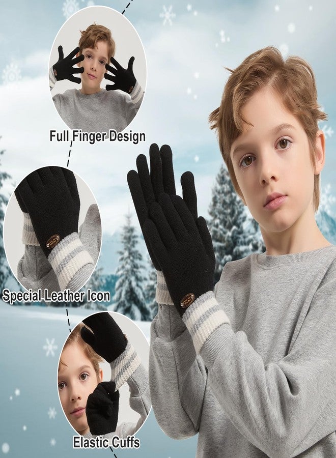POMIJIAN Kids Knit Gloves Boys Winter Warm Gloves Girl Stretchy Soft Glove Toddler Full Finger Mittens for Children (6 Pairs-Mixed color, 1-4T) - Image 3