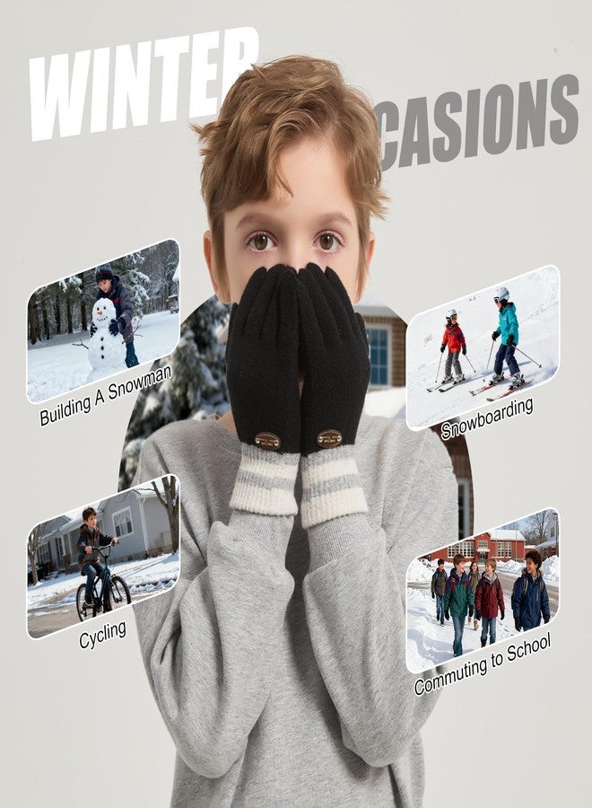 POMIJIAN Kids Knit Gloves Boys Winter Warm Gloves Girl Stretchy Soft Glove Toddler Full Finger Mittens for Children (6 Pairs-Mixed color, 1-4T) - Image 5