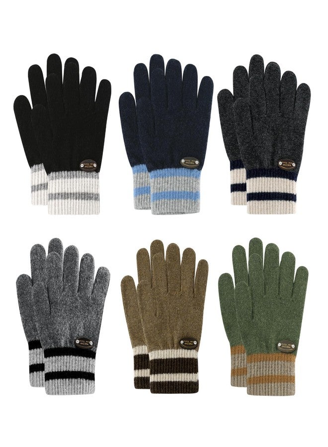 POMIJIAN Kids Knit Gloves Boys Winter Warm Gloves Girl Stretchy Soft Glove Toddler Full Finger Mittens for Children (6 Pairs-Mixed color, 1-4T) - Image 1