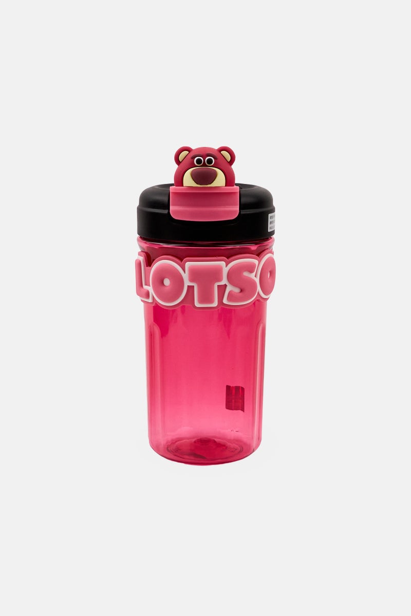 Disney Lotso Embroidered Water Bottle With Strap, Dark Pink - Image 1