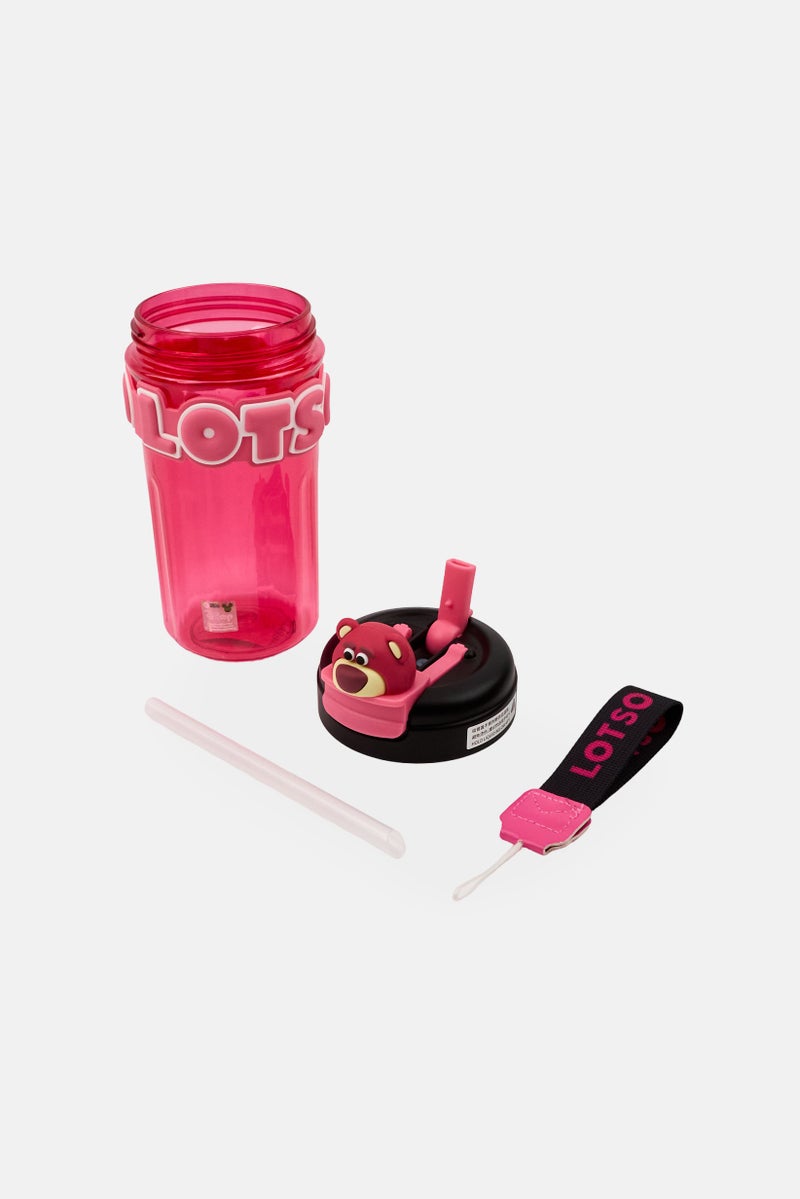 Disney Lotso Embroidered Water Bottle With Strap, Dark Pink - Image 3
