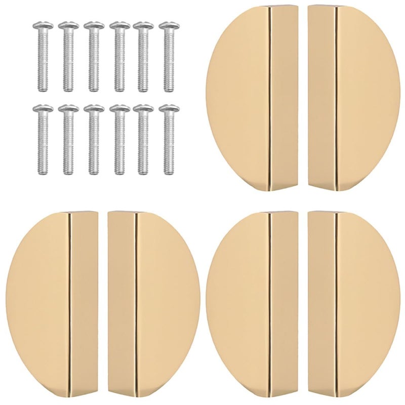6 Pcs Semicircle Metal Furniture Pull Handles 64mm Hole Spacing Replacement Wardrobe Door Drawers Pulls Copper Finish For Cabinet Hardware - Image 2