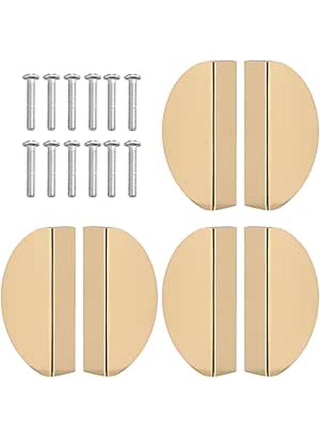 6 Pcs Semicircle Metal Furniture Pull Handles 64mm Hole Spacing Replacement Wardrobe Door Drawers Pulls Copper Finish For Cabinet Hardware - Image 1