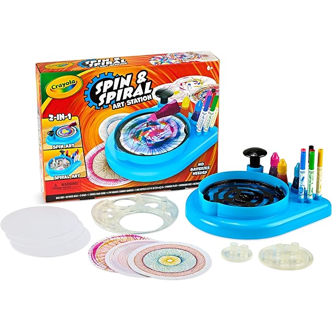 Crayola Spin & Spiral Art Station, Spin Art Machine, Arts & Crafts for Kids Ages 6, 7, 8, 9