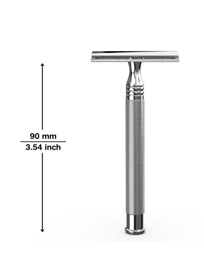 Hajamat Spade Double Edge Safety Razor for Men| Stainless Steel Shaving Razor | Classic Single blade razor | Traditional DE closed comb razor| Silver finish| Metal razor fits all double edge blades - Image 2