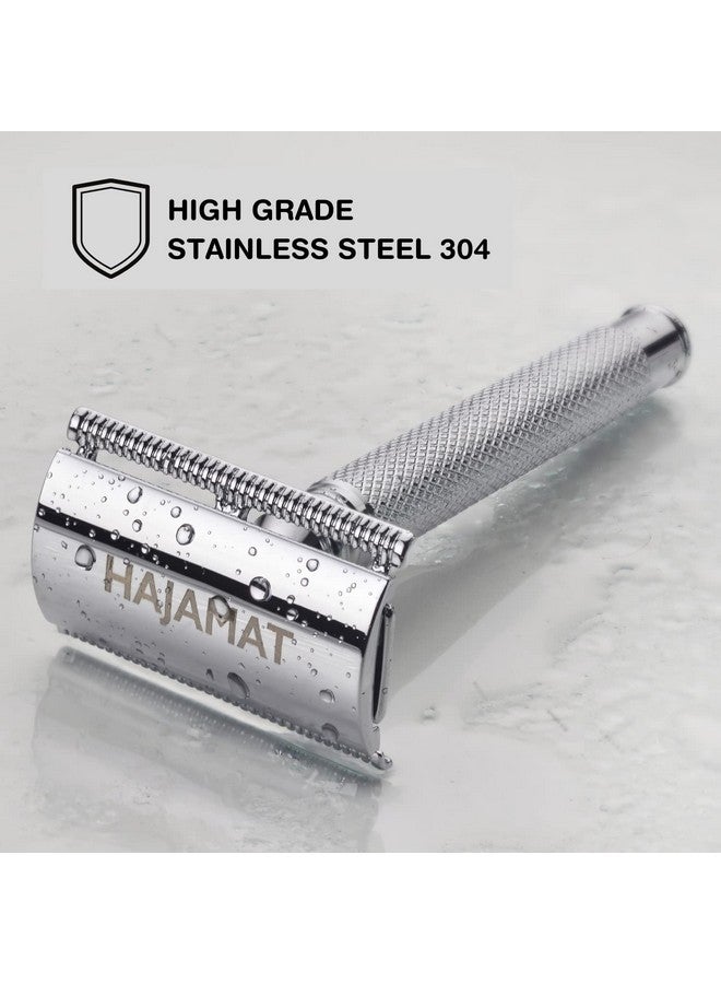 Hajamat Spade Double Edge Safety Razor for Men| Stainless Steel Shaving Razor | Classic Single blade razor | Traditional DE closed comb razor| Silver finish| Metal razor fits all double edge blades - Image 4