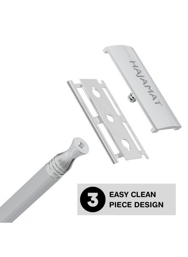 Hajamat Spade Double Edge Safety Razor for Men| Stainless Steel Shaving Razor | Classic Single blade razor | Traditional DE closed comb razor| Silver finish| Metal razor fits all double edge blades - Image 3