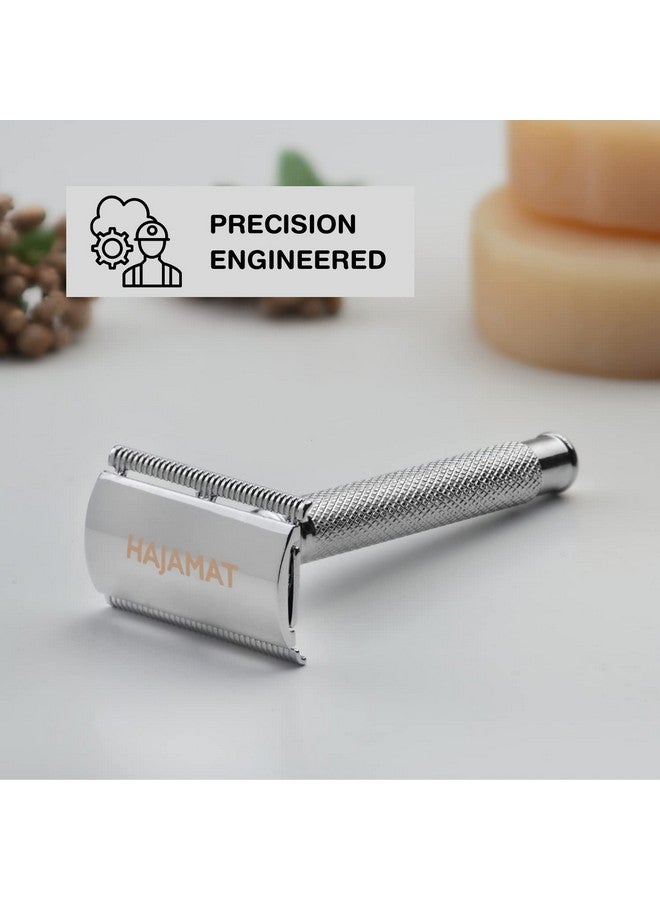 Hajamat Spade Double Edge Safety Razor for Men| Stainless Steel Shaving Razor | Classic Single blade razor | Traditional DE closed comb razor| Silver finish| Metal razor fits all double edge blades - Image 5