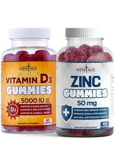 New Age Immune Defense Combo 2 Pack Vitamin D3 Gummies 5000 Iu 125Mcg & High Potency Zinc Gummies Immune Booster 120 Count  - Image 2