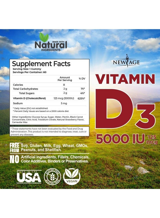 New Age Immune Defense Combo 2 Pack Vitamin D3 Gummies 5000 Iu 125Mcg & High Potency Zinc Gummies Immune Booster 120 Count - Image 3