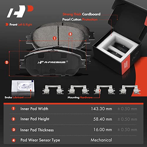 A-Premium Front Vented & Rear Solid Disc Brake Rotors + Ceramic Pads Kit Compatible with Select Toyota Models - Avalon 2005-2007, Solara 2004-2008, Camry 2005-2006, 12-PC Set - Image 5