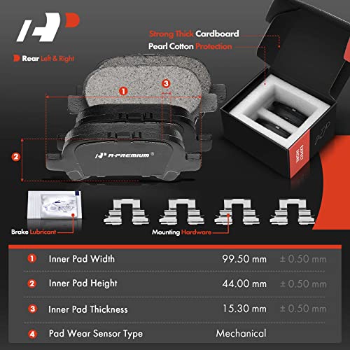 A-Premium Front Vented & Rear Solid Disc Brake Rotors + Ceramic Pads Kit Compatible with Select Toyota Models - Avalon 2005-2007, Solara 2004-2008, Camry 2005-2006, 12-PC Set - Image 4