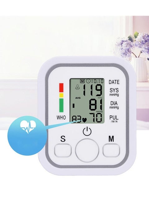 Blood Pressure Monitor Upper Arm Digital BP Machine for Home Use and Pulse Rate Detection Meter with Cuff 22-32cm 2×99 Sets Memory LCD Display