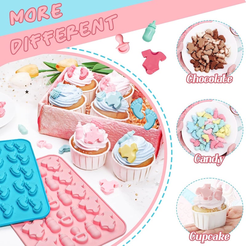 Webake Baby Feet Mold Baby Onesie Baby Bottle Pacifier Molds, Bite Size Silicone Chocolate Candy Molds Gummy Mould for Baby Shower Party Cake Decoration Cupcake Topper - Image 2