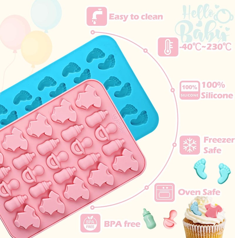 Webake Baby Feet Mold Baby Onesie Baby Bottle Pacifier Molds, Bite Size Silicone Chocolate Candy Molds Gummy Mould for Baby Shower Party Cake Decoration Cupcake Topper - Image 4