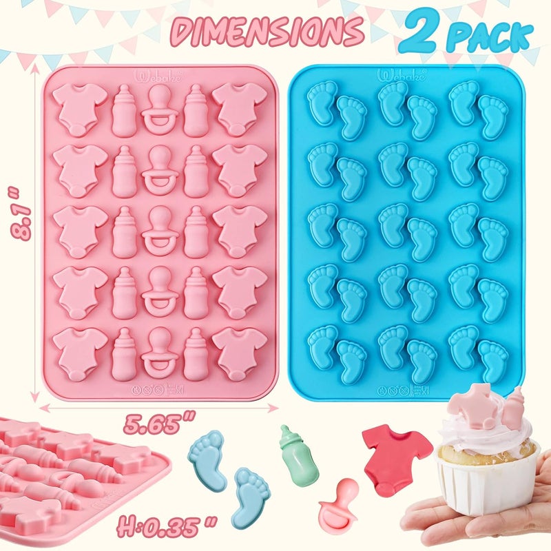 Webake Baby Feet Mold Baby Onesie Baby Bottle Pacifier Molds, Bite Size Silicone Chocolate Candy Molds Gummy Mould for Baby Shower Party Cake Decoration Cupcake Topper - Image 3