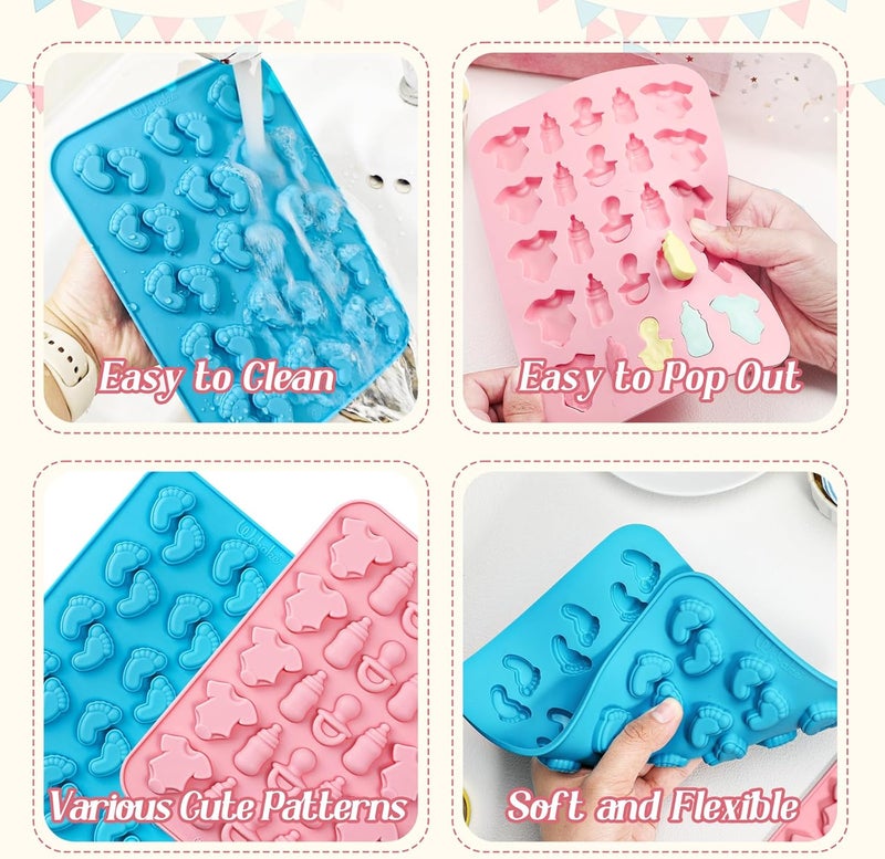 Webake Baby Feet Mold Baby Onesie Baby Bottle Pacifier Molds, Bite Size Silicone Chocolate Candy Molds Gummy Mould for Baby Shower Party Cake Decoration Cupcake Topper - Image 5