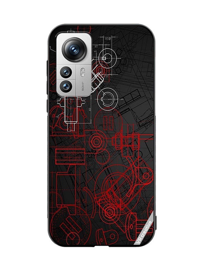 VR CREATIVE Protective Case Cover For Xiaomi 12 Pro Industrial Abstract Design Multicolour - Image 1