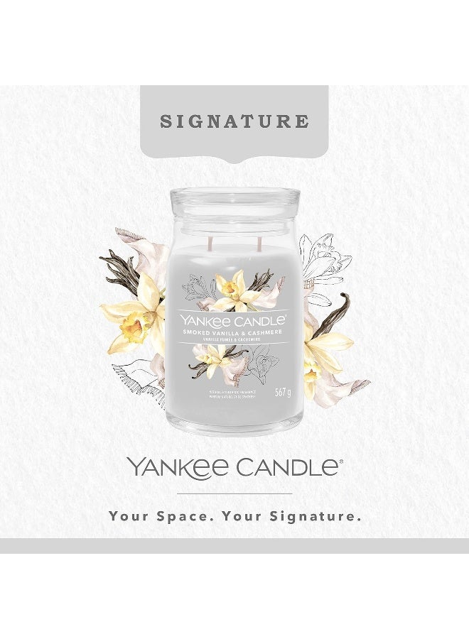 YANKEE CANDLE شمعة يانكي كاندل المعطرة | فانيليا مدخنة وكشمير | جرة كبيرة مع فتيلين مزدوجين | شمعة مصنوعة من خليط شمع الصويا تحترق لفترة طويلة | للنساء - Image 2