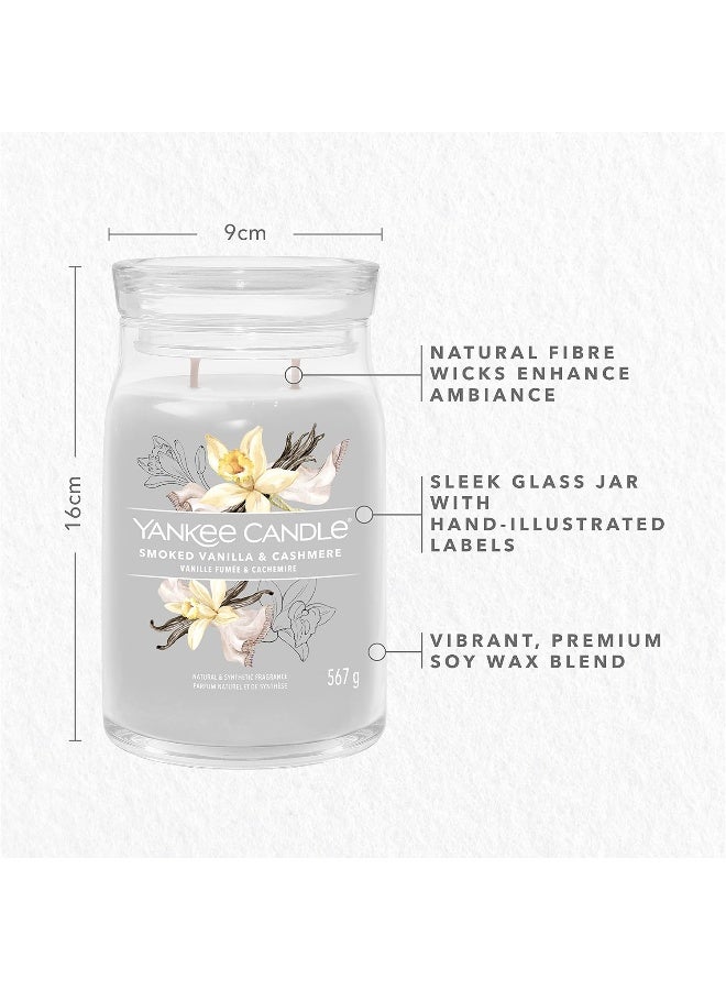 YANKEE CANDLE شمعة يانكي كاندل المعطرة | فانيليا مدخنة وكشمير | جرة كبيرة مع فتيلين مزدوجين | شمعة مصنوعة من خليط شمع الصويا تحترق لفترة طويلة | للنساء - Image 4