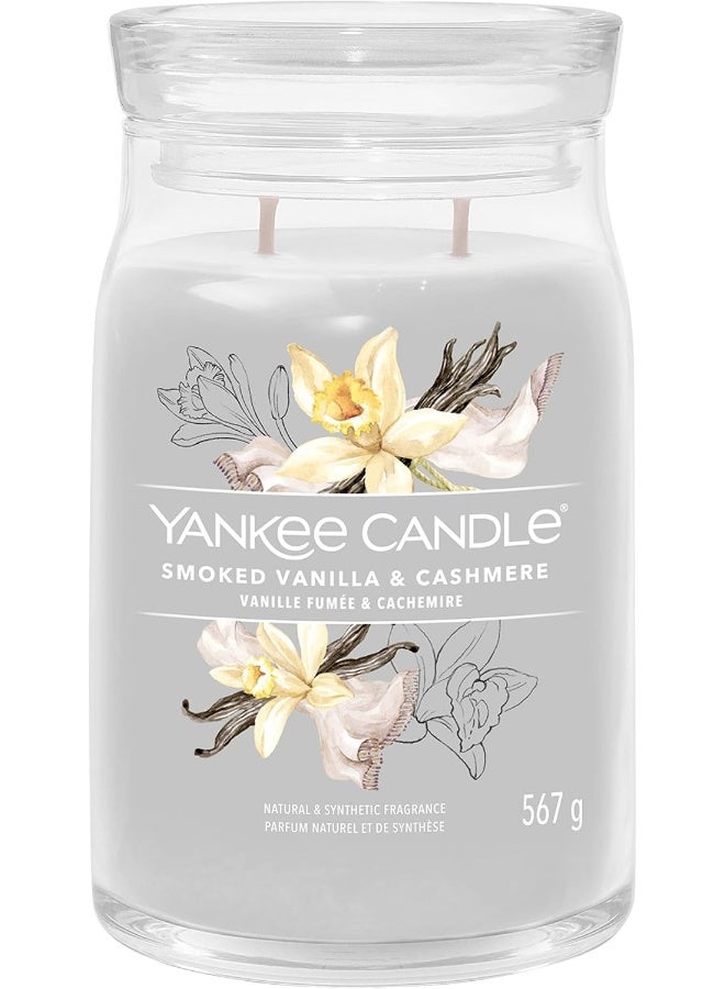 YANKEE CANDLE شمعة يانكي كاندل المعطرة | فانيليا مدخنة وكشمير | جرة كبيرة مع فتيلين مزدوجين | شمعة مصنوعة من خليط شمع الصويا تحترق لفترة طويلة | للنساء - Image 1
