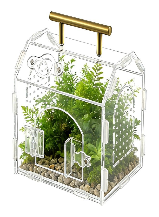 AuroraHJYJ 5.9" × 4.7" × 5.5" Acrylic Enclosure for Jumping Spiders & Tarantulas – Transparent Terrarium with Handle & Magnetic Door, Easy to Assemble and Feed - Image 1