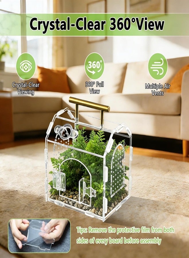 AuroraHJYJ 5.9" × 4.7" × 5.5" Acrylic Enclosure for Jumping Spiders & Tarantulas – Transparent Terrarium with Handle & Magnetic Door, Easy to Assemble and Feed - Image 2
