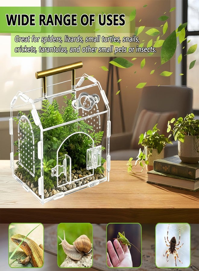 AuroraHJYJ 5.9" × 4.7" × 5.5" Acrylic Enclosure for Jumping Spiders & Tarantulas – Transparent Terrarium with Handle & Magnetic Door, Easy to Assemble and Feed - Image 3