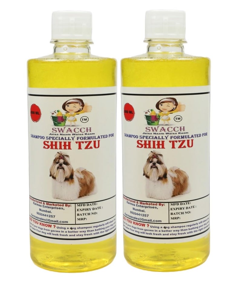 swacch Shih Tzu Dog Shampoo + Dumbbell Toy I Durable Rubber Dog Toy for Chewing I Playing,Teeth Cleaning & Training Toy I Combo Pack I 500ml Pack of 2 Lemon - Image 2