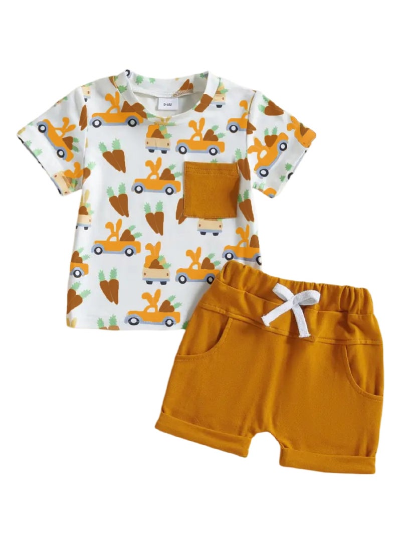 Lymio Junior's Kids Clothing Set | Cotton T Shirt for Boy | Stylish Kids Co-ord Set | Casual Wear Girls Dress (DTS-27-Orange) | Age 6-12 Months - Image 5