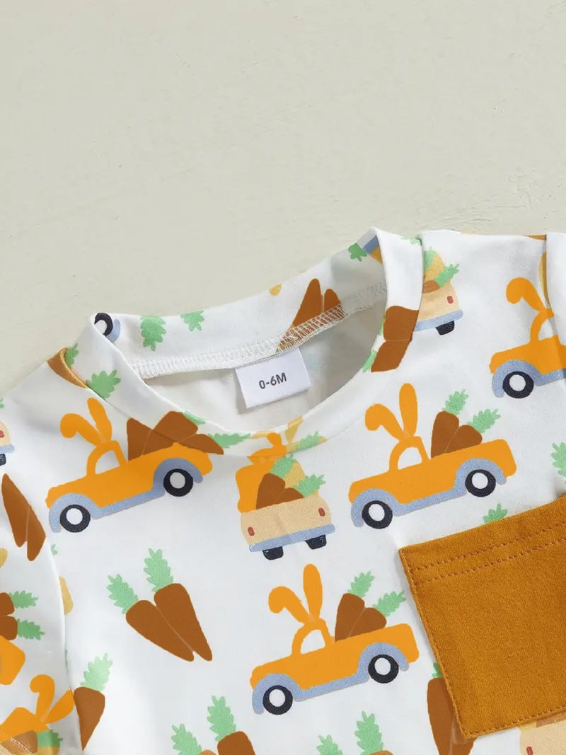 Lymio Junior's Kids Clothing Set | Cotton T Shirt for Boy | Stylish Kids Co-ord Set | Casual Wear Girls Dress (DTS-27-Orange) | Age 6-12 Months - Image 3